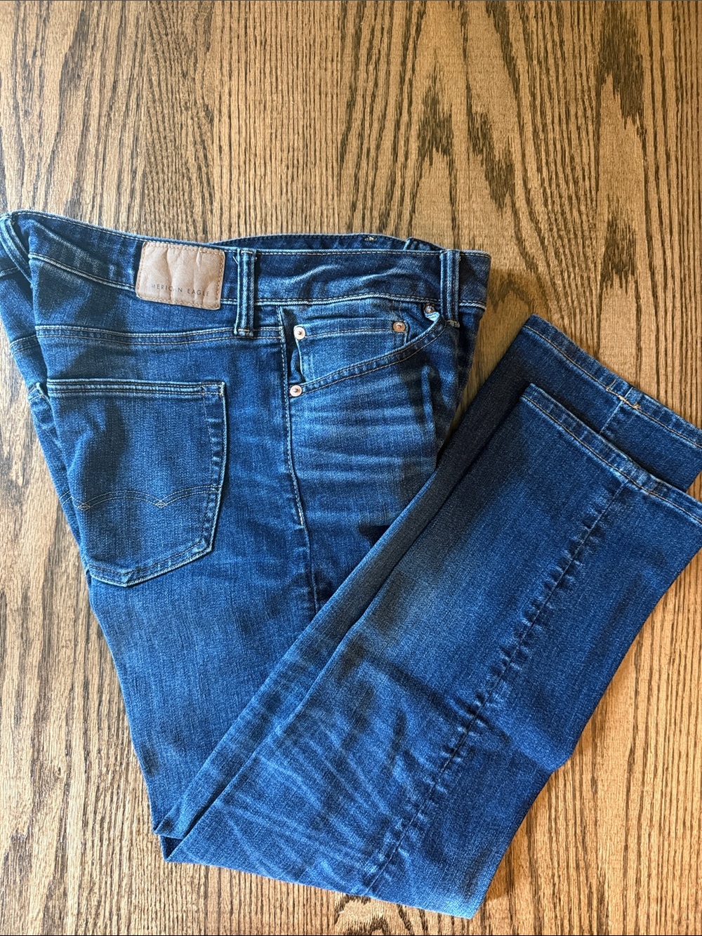 American Eagle Outfitters Dark Blue Athletic Straight Jeans